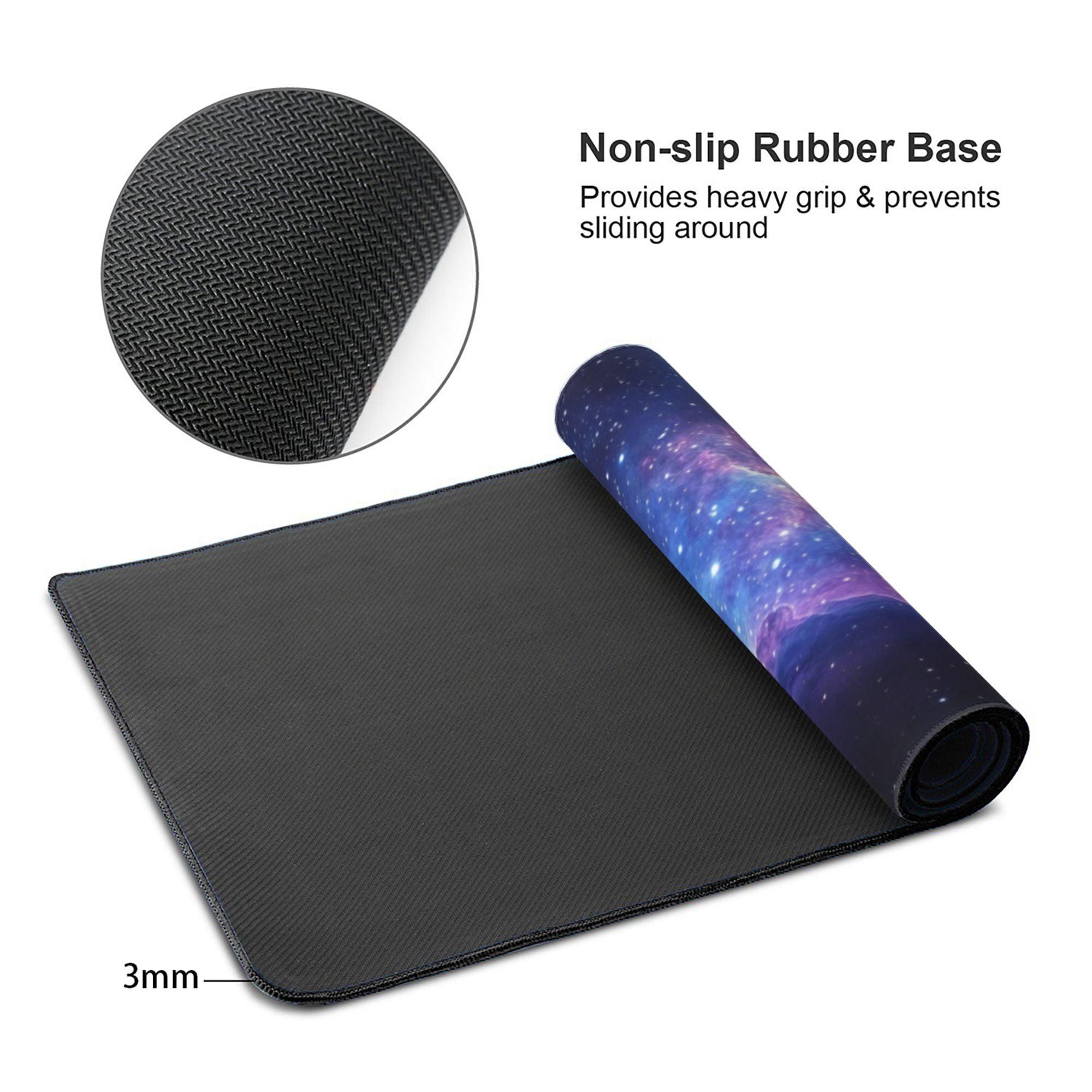 NEONWE Starry Night Gaming Mouse Pad Purple Cloud Red Sky Stars Fantastic Large Desktop Mouse Pad with Stitched Edges Non-slip Rubber for Work Game Office Home, 3mm Thick, 31.5 X 15.75 Inch