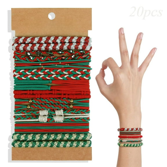 Hair Tie Bracelets for Women Christmas Elastic Ponytail Holders(20 Pcs)