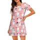 thumbnail image 1 of Fotbe Cute Pink Snowman Cat Bata de Dormir para Mujer con Estampado, Camisón de Algodón de Manga Corta, Ropa de Dormir Casual, 1 of 6