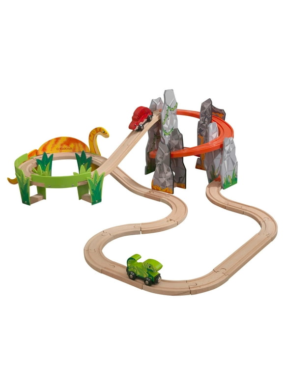 KidKraft Adventure Tracks: Dino World Volcano Escape 32-pc. Wooden Train Track Play Set