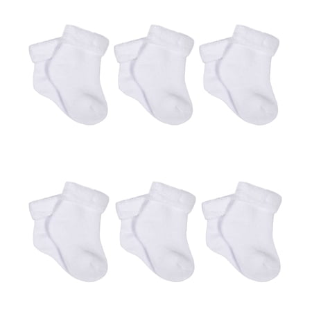 Gerber Baby 6-Pair Sock, White, 0-3 Months C21