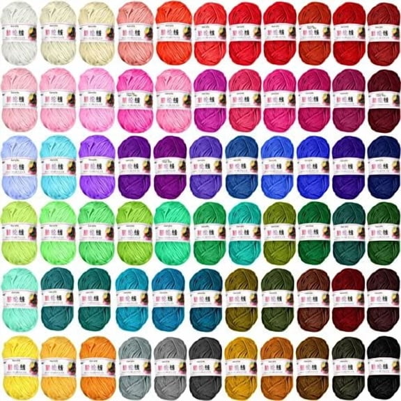66 Rolls Yarn Bulk for Knitting Assorted Colors Crochet Yarn Multipack 2887 Yards Knitting Acrylic Thread Mini Soft Cord Bundle Cord Skeins for Hand Weaving Craft Project Beginner Kit$$