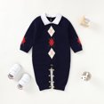 thumbnail image 4 of Xingqing Newborn Infant Baby Boy Christmas Long-sleeved Gentleman Geometric Pattern Printing Jumpsuit, 4 of 10