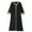 Black, variant on LIJCC Girls' Muslim Modest Maxi Dress - 3/4 Sleeve Contrast-Trim Gown, Loose Comfortable Silhouette for Daily Wear & Religious Occasions