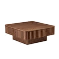 thumbnail image 4 of Kevinplus 35.43" Modern Handcraft Drum Coffee Table for Living Room, Lift Top Wooden Coffee Table with Hidden Storage Space, Walnut, 4 of 9