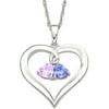 Personalized Planet Couple's Birthstone Sterling Silver Hearts Pendant, 20"