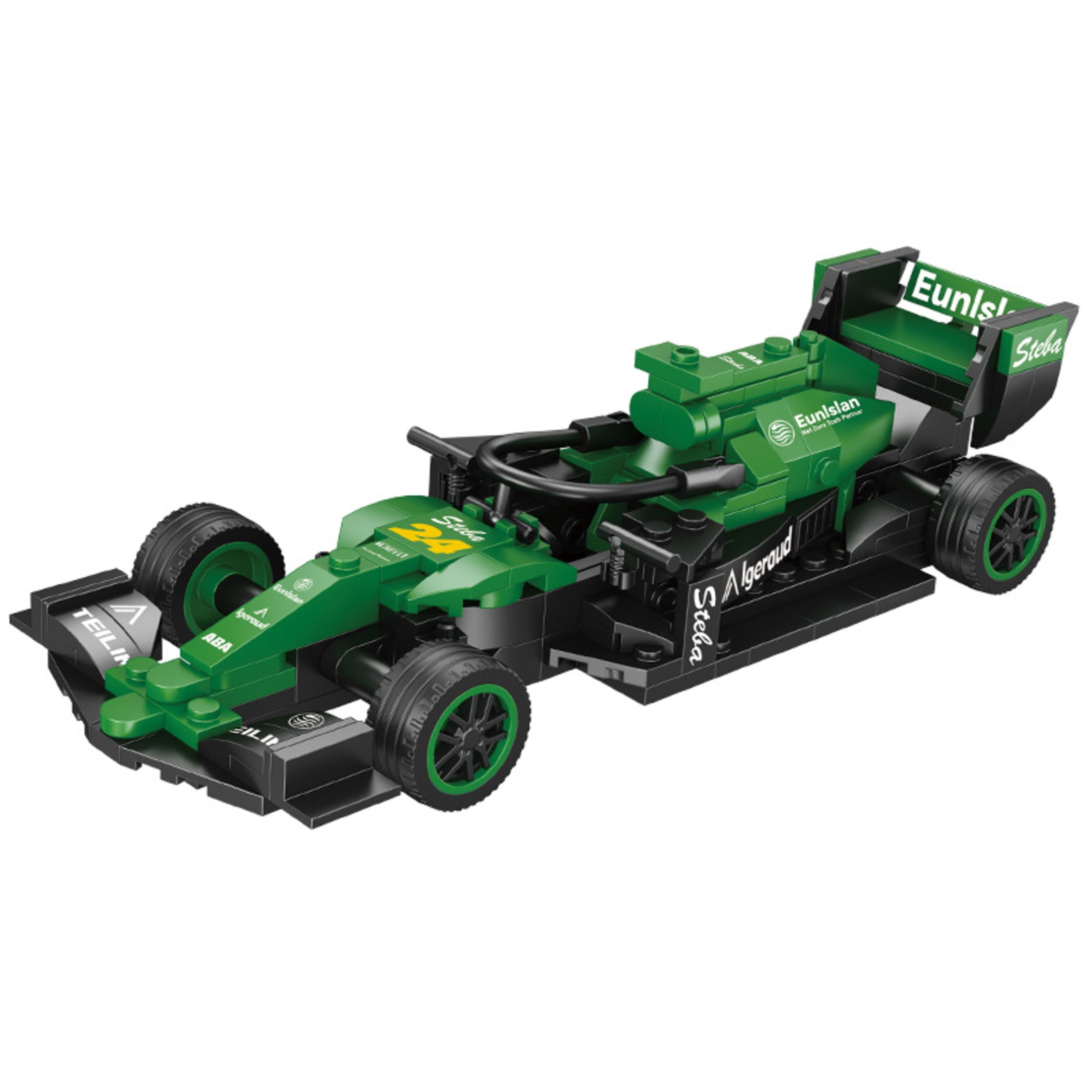 Funtogether Toys Famous Car Building Blocks Set (237 Pcs), Green F1 Racing Car Construction Toy with Driver Minifigure, STEM Educational Vehicle Model Kit for Kids Ages 6+