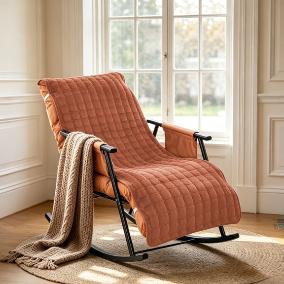 Flannel Recliner Pad for Chair Seat and Backrest Cushion Set | Warm Soft Thickened Cover for Home Office Nap | Rocking Chair Cushion with Full Coverage Non-Slip Design