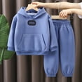 thumbnail image 2 of Zuwimk Boys And Girls 2-Piece Letter Print Hoodie Jogger Set, Athletic Outfits Elastic Waistband, Big Boy Girls Toddler Activewear(T059-Blue), 2 of 9