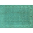 thumbnail image 1 of Ahgly Company Machine Washable Indoor Rectangle Oriental Turquoise Blue Traditional Area Rugs, 2' x 5', 1 of 4