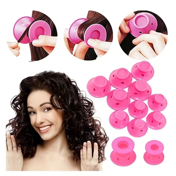 Set of 12 Non-heat Curlers for All Hair Types - Non-heat Curlers for Styling and Permanent Curls