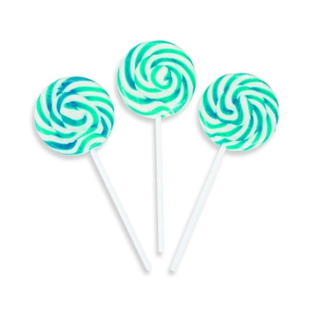 Light Blue Swirl Lollipops, Bulk set of 24 Individually Wrapped Lollipops, Wedding, Baby Shower, Gender Reveal, Birthday, Graduation, Party Favors, 2" Sucker on 4.5" Stick