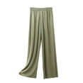 thumbnail image 2 of VBVC Women's Elastic Waist Wide Leg Pants , Ladies' Soft Flowy Casual Lounge Trousers , Lightweight Drape Pants For Women, Green , Free Size, 2 of 5