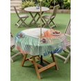 thumbnail image 3 of Outdoor Tablecloth with Umbrella Hole & Zipper, Orange Green Blue Palm Leaves Round Tablecloth 60 Inch, Summer Tropical Botanical Patio Table Cover Waterproof Table Cloth for Picnic/Party, 3 of 7