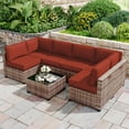 thumbnail image 6 of Kimunuk 14 Piece Outdoor Furniture Replacement Cushions, 5" Foam Foam High-Density, Fits 6-Seat Sectional Rattan Conversation Set, Patio Water-Resistant Sofa Cushions, Terra Red, 6 of 6