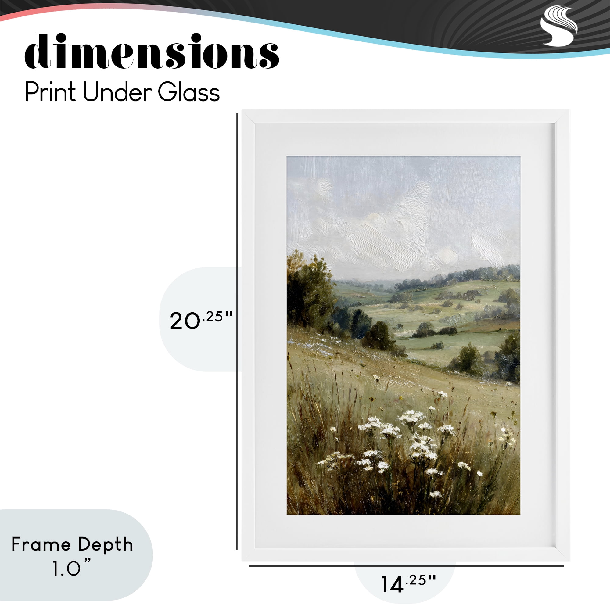 Stupell Industries Hill of White Flowers White Framed Print Under Glass, design by Petal Prints Design