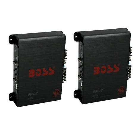 Boss Audio Riot R1004 400 Watt 4 Channel Car Power Amplifier Amp Mosfet (2 (Best 2 Channel Power Amplifier)
