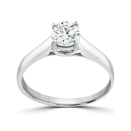1 ct Round Solitaire Diamond Engagement Ring 14 k White Gold