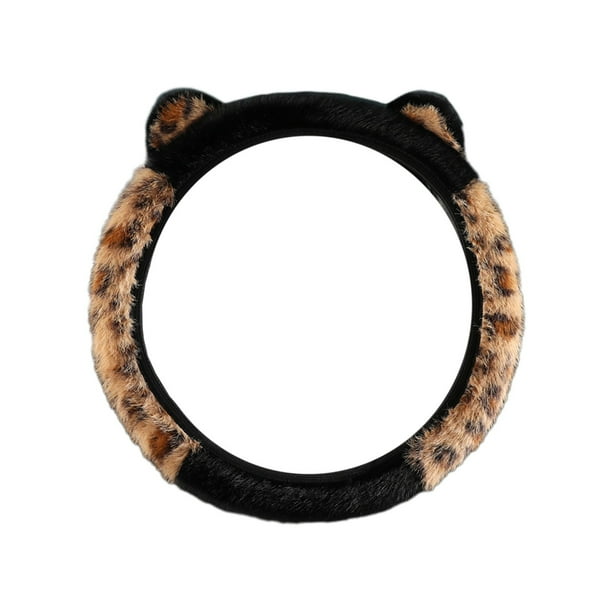 Cubierta Del Volante Cubierta Del Volante Del Coche de Poliéster 34-39cm de Diámetro Invierno Calor Elástico Del Oído Del Gato Cubierta Del Volante Del Coche