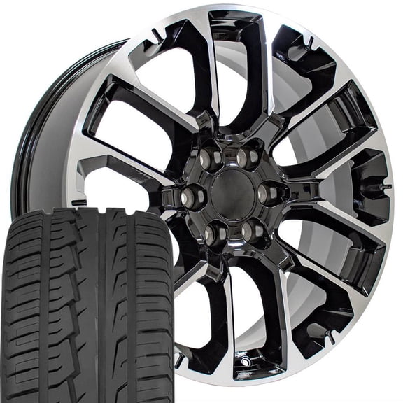 OE Wheels CV67 22 Inch Rims and Tires Fit Suburban 1500 High Country Style 6x139.7 22x9 Gloss Black Machined - Hollander 14079 - iMove Gen 2 SUV 285/45-22 (Set of 4)