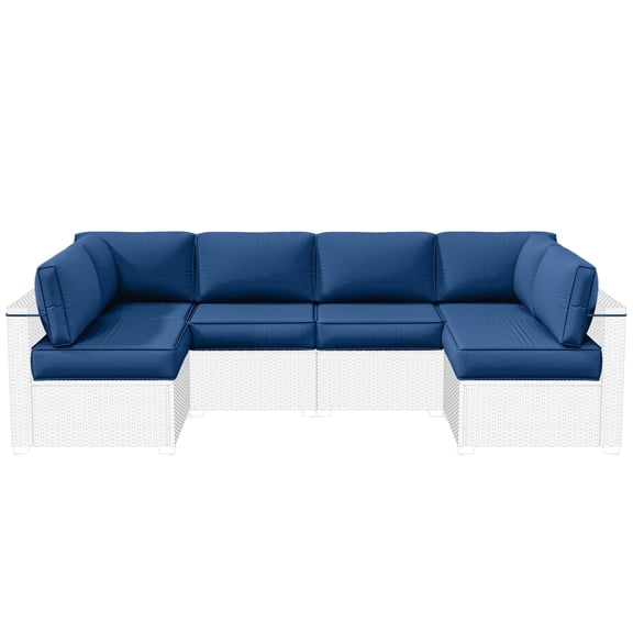 Pakunoda 14 Pieces Outdoor Replacement Cushions, 5" High-Density Foam Sectional Cushions Couch, 6 Seat Patio Conversation Sets for Rattan Wicker, Liner&Cover, Blue