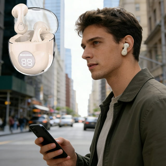 Estuche de carga transparente Auriculares deportivos Bluetooth Auriculares Bluetooth de plástico