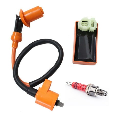 Racing Cool - New Pack of Gy6 50cc 125cc 150cc Scooter Moped Racing Cdi Box 6 Pin Ignition Coil 3 Electrode Spark Plug