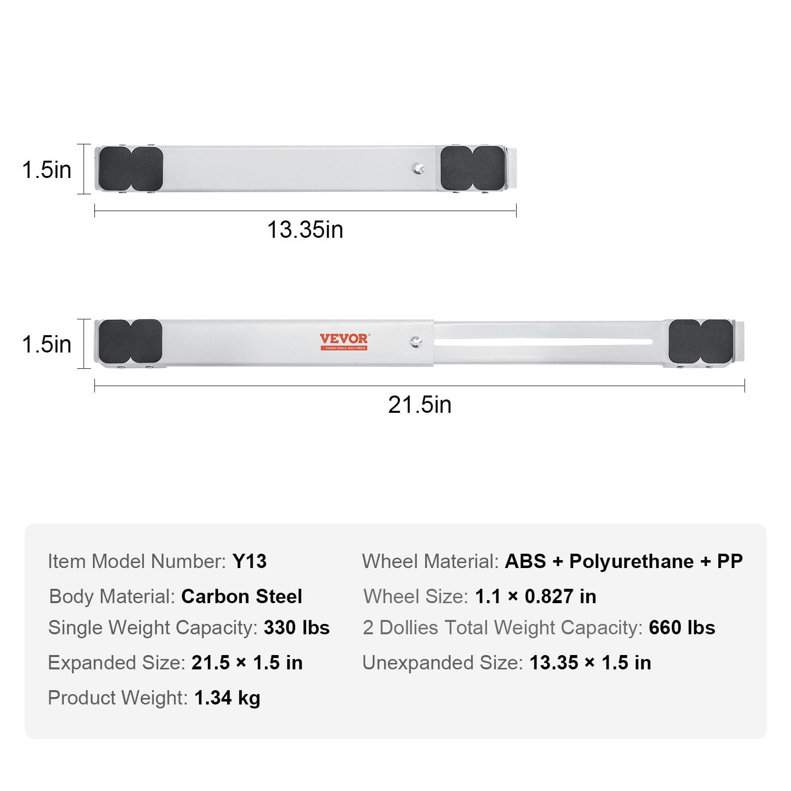 Extendable Appliance Rollers for Refrigerator, Washer & Dryer - 660 lbs Heavy Duty Dolly Mover - Adjustable Furniture Sliders, White