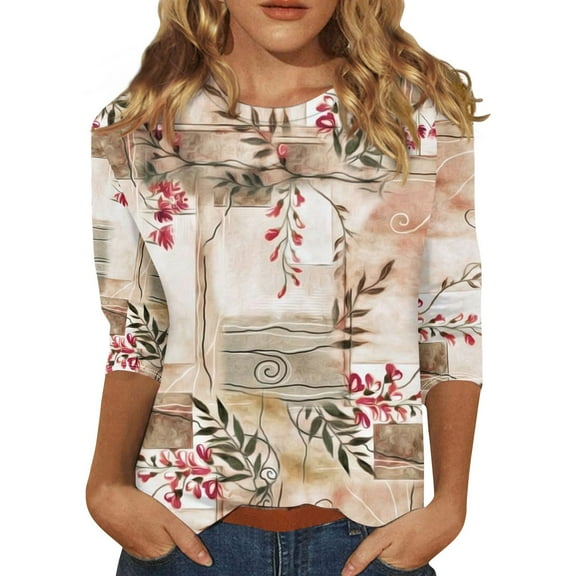 Long Sleeve T Shirt Women 3/4 Sleeve Oversized Spring T Shirt Womans Active Cool