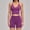 Deep Purple, variant on PISONIC 2 Piece Workout Sets for Women Cross Back V Neck Tank Top Matching High Waist Biker Shorts Gym Sets