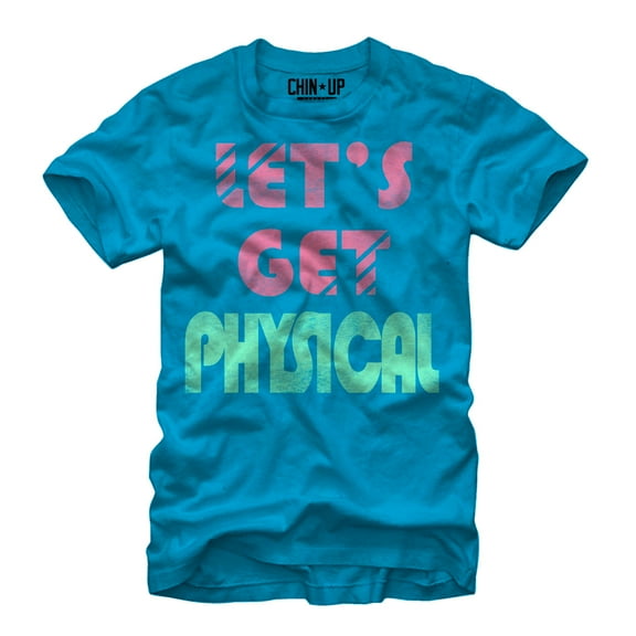 Women's CHIN UP Let's Get Physical  Boyfriend Graphic Tee Turquoise 2X Large