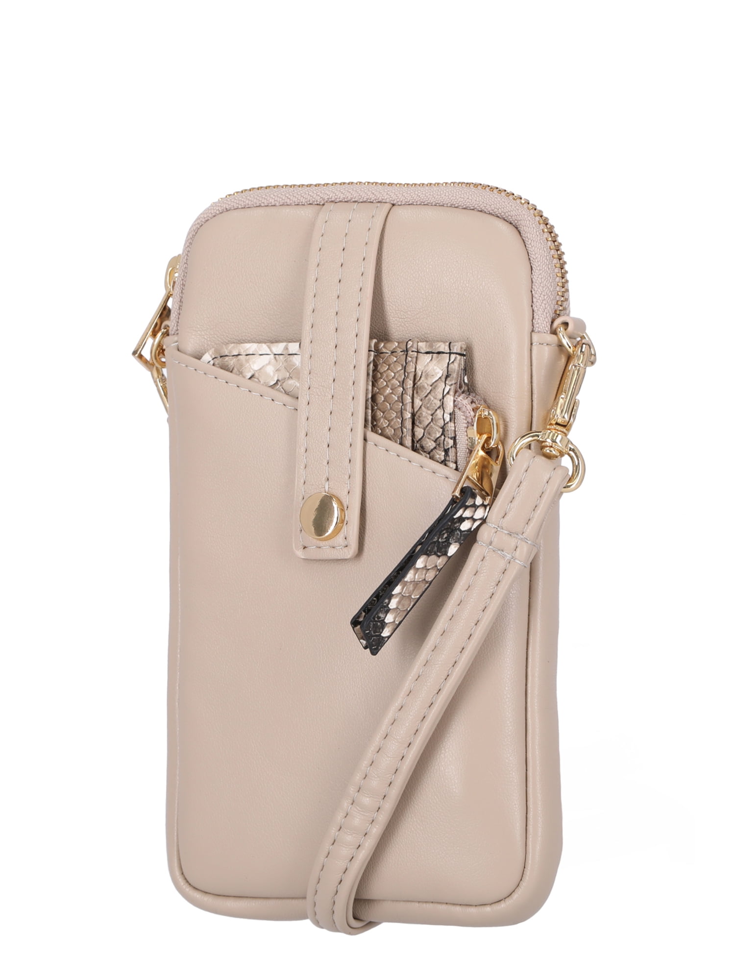 Time and Tru Women's Lanie Phone Wallet, Light Brown Snake
