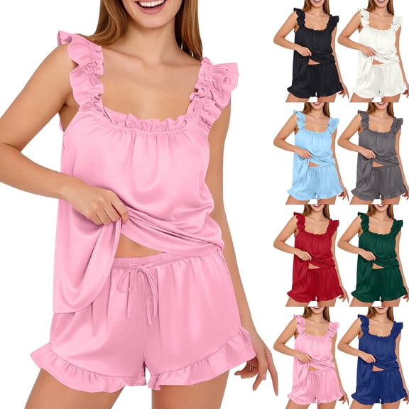 Women's 2 Piece Pajama Set Soft Tank Top and Shorts Bridal Sleepwear