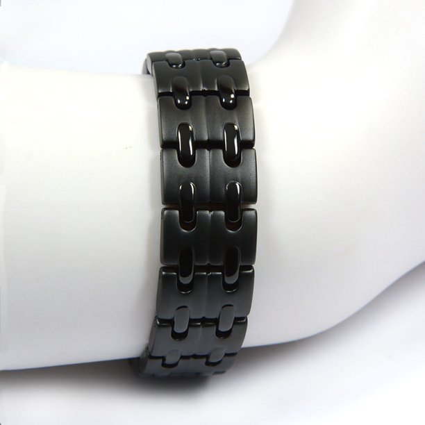 Novoa Men's Titanium TwoTone Satin Black Bracelet with