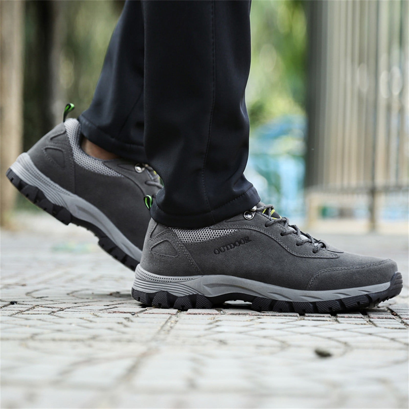 Dakaela Men's Low Top Hiking Shoes Waterproof Anti Slip Running Sneakers for Trailing Camping Gray 8