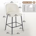 thumbnail image 2 of Set of 2 Cream White Linen Bar Stools with Backrest & Footrest - 36.6" Counter Height for Kitchen Island & Dining Room Seating, 2 of 7