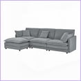 thumbnail image 4 of Modern Towel Fabric L-Shaped Sectional Sofa – 4 Seater Convertible with Ottoman for Living Room, 4 of 11