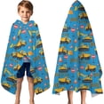 thumbnail image 3 of Cartoon Construction Vehicles Barriers Hooded Bath Towel，60"x35" for Ages 3 To 12 Kids, Quick Dry Lightweight Soft Microfiber Hood Beach Towel Cover Up for Kids, 3 of 7