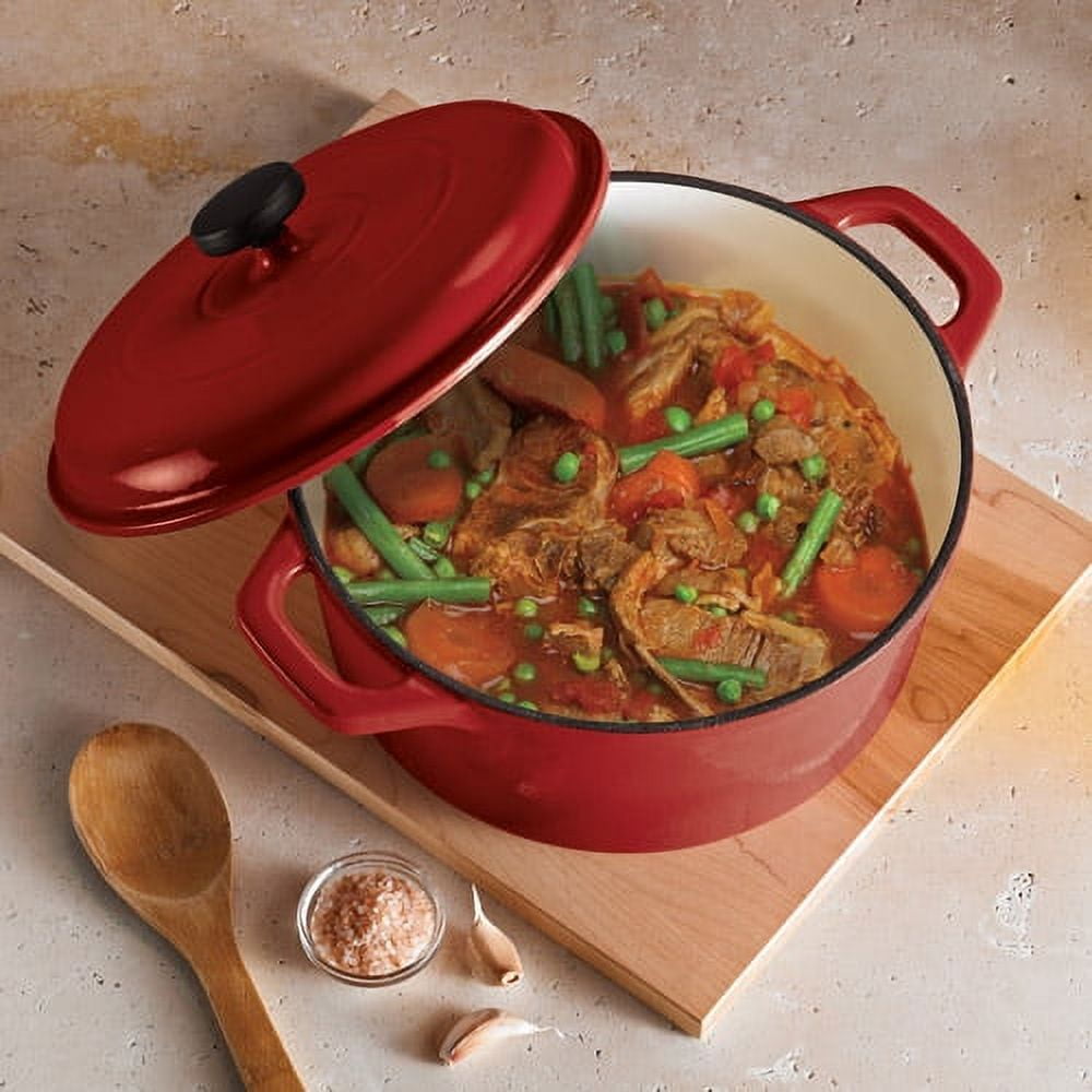 Tramontina Enameled Cast Iron 6.5 Quart Round Dutch Oven, Red