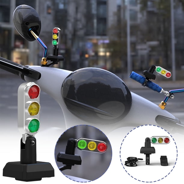 Fiudx Mini Luz para Manillar de Motocicleta, Diseño Único, Visibilidad Led para Mayor Seguridad, Simulación de Rojo y Verde, Fácil Instalación, Iluminación Multimodo, Ajuste Universal, Juego Completo