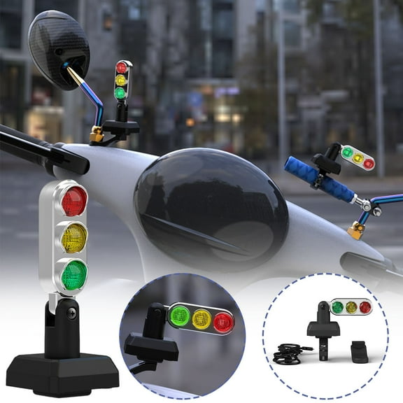 Gmogad Motorcycle Handlebar Lights - Mini Traffic Signal LED Turn Indicators, Novelty Safety Decor for Bike, Scooter, ATV, Waterproof Easy Install Cool Riding Accessories