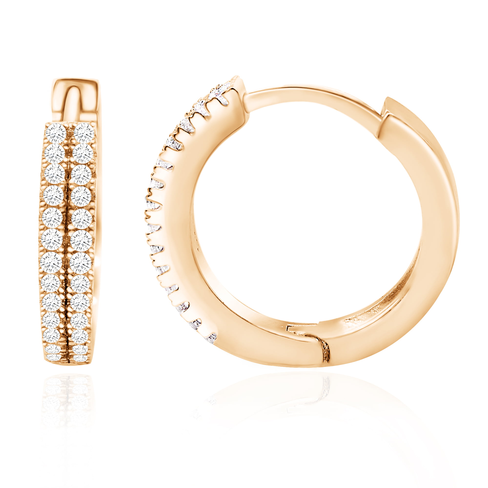 Spoil Cupid 14k Gold Plated Sterling Silver Cubic Zirconia Small Hoop Huggie Cartilage Earrings Cuff
