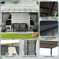 thumbnail image 7 of ASJMR 10x24FT Wall Mounted Gazebo with Polycarbonate Roof,Metal Frame Lean to Gazebo with Double Curtains for Garden Lawn Backyard Deck,Gray, 7 of 7