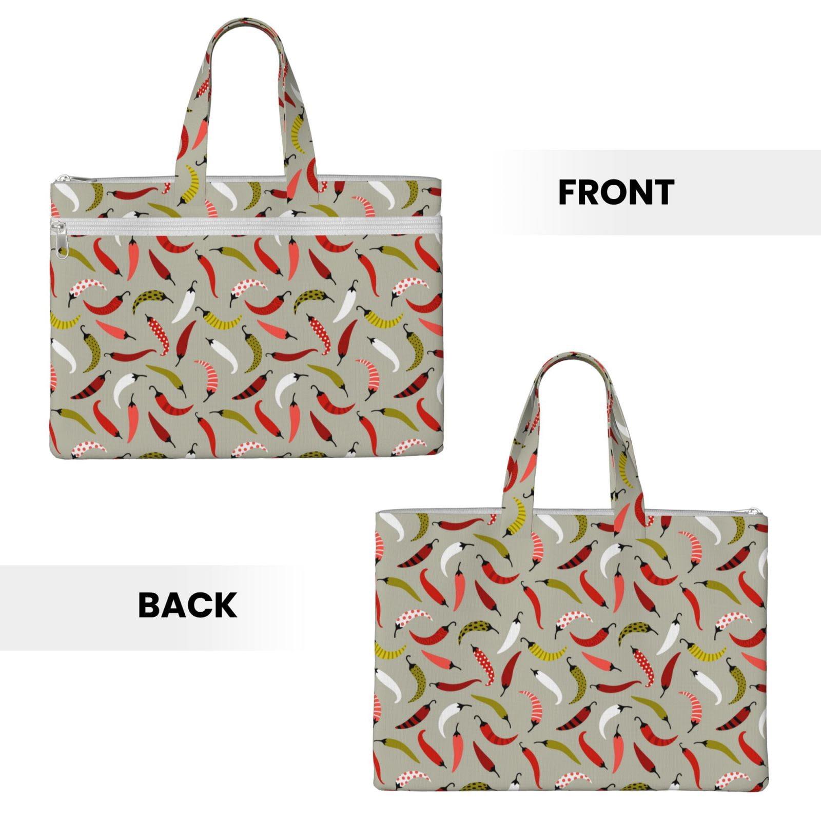 Kdxio Colorful Chili File Tote Document Bag Business Briefcase Bag Document Organizer Tote Briefcase for Letter A4 Files Business Teacher Office Bag