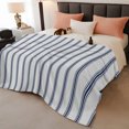 thumbnail image 2 of Navy Blue Striped Throw Blanket, Flannel Fleece Blanket with Striped Design for Couch, Navy Blue White Stripes Farmhouse Soft Breathable All Season Plush Blankets for Sofa Chair Travel 32"x48", 2 of 9
