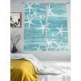 thumbnail image 2 of Teal Coastal Sheer Curtains 63 Inch Length 2 Panels Set, Summer Ocean Waves Ombre Sea Starfish Voile Window Treatment Rod Pocket Curtains Sheers Drapes for Bedroom/Living Room/Kitchen 52x"63"x2, 2 of 7