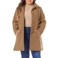 thumbnail image 2 of DARING DIVA Women's Plus Size Full Lined Side Pocket Single Breasted Coats 3X Camel, 2 of 6