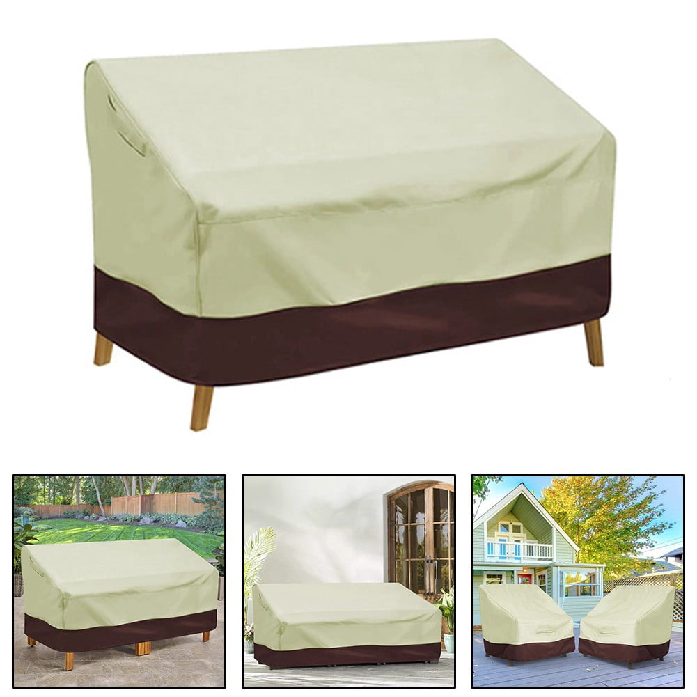 2-3 Seater Patio Sofa Cover, Waterproof Outdoor Deep Sofa Cover, Lawn Patio Furniture Covers with Air Vent, Beige & Brown 88" W x 33" D x 33" H