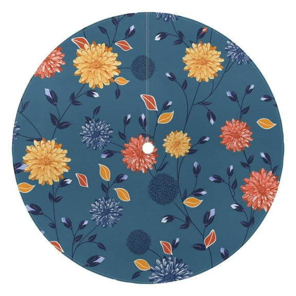 Outdoor Waterproof Tablecloth with Umbrella Hole and Zipper,Botanical Leaves Floral Round Reusable Durable Decor Table Cover for Party Picnic Patio 60×60 Inch