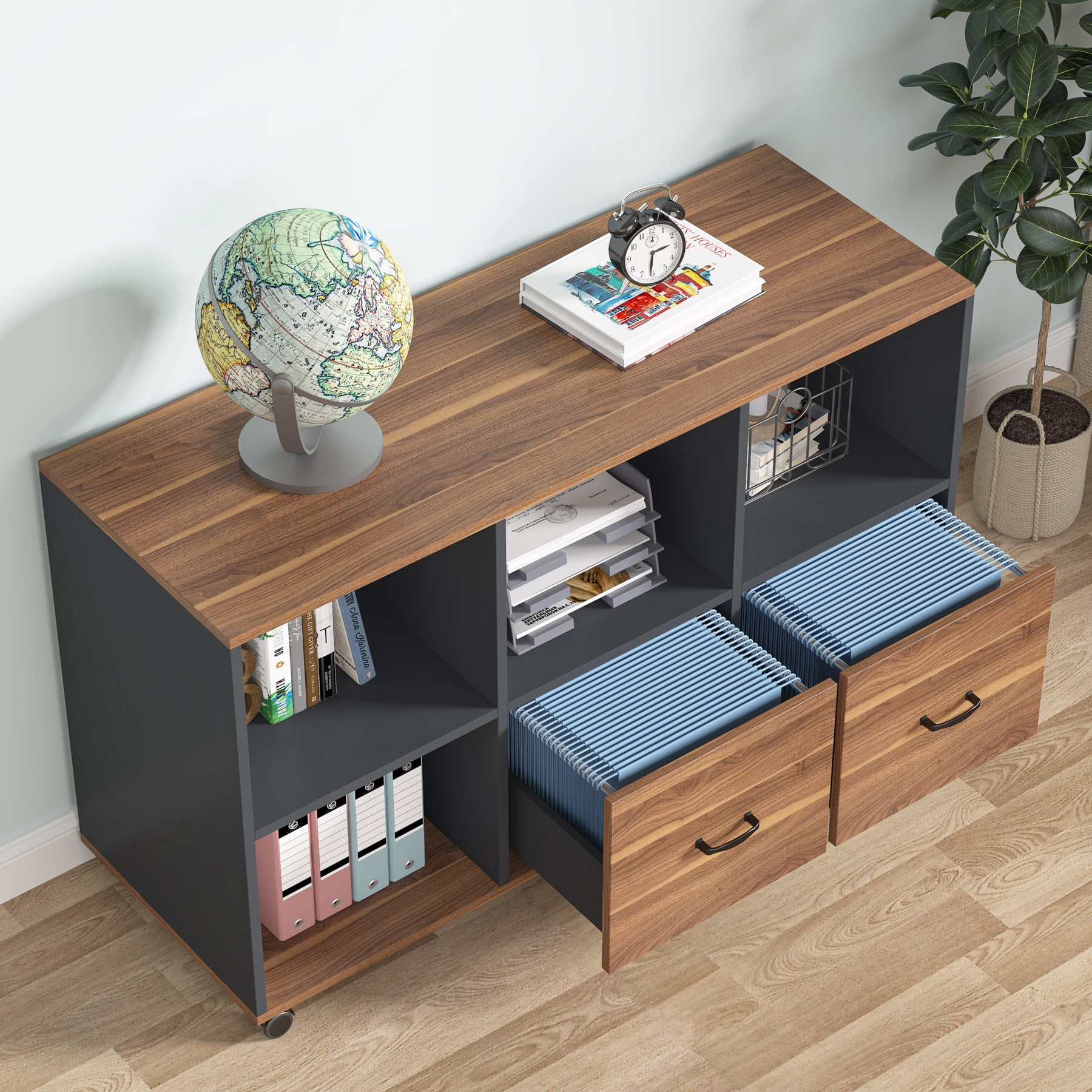 55-Inch Executive Computer Desk with 43-Inch Lateral File Cabinet